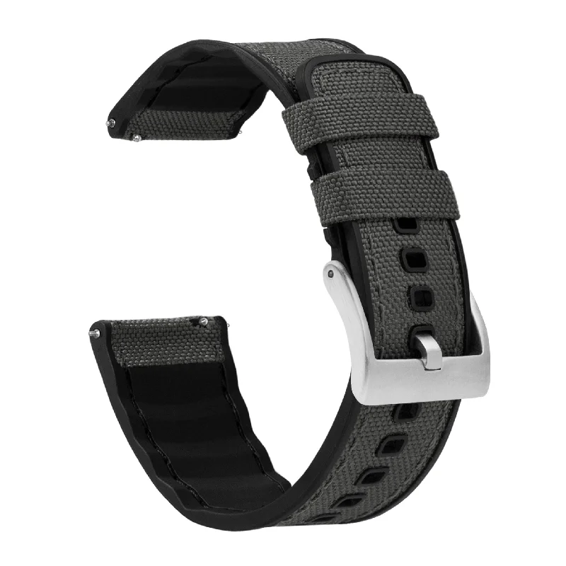 Smoke Grey Cordura Fabric And Silicone Hybrid Watch Band (19mm, 23mm SALE)