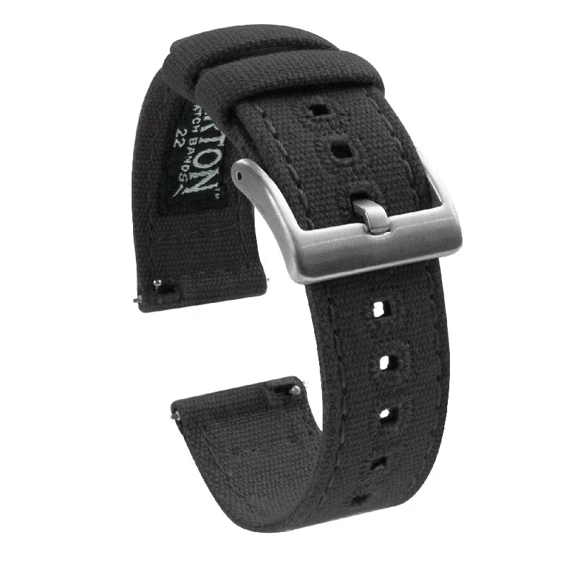 Smoke Grey Crafted Canvas Watch Band Long (24mm SALE)