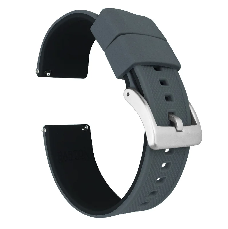 Smoke Grey Top Black Bottom Elite Silicone Watch Band (24mm SALE)