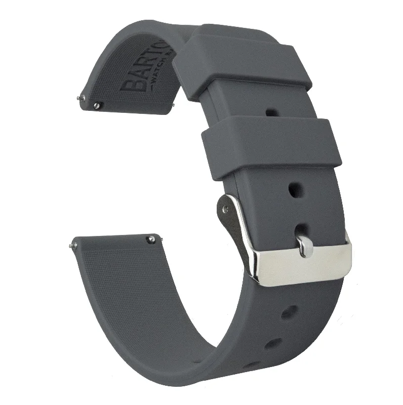 Smokey Grey Silicone Rubber Quick Release Watch Band