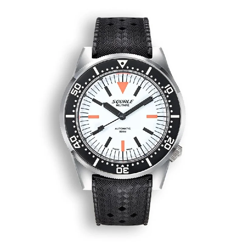 Squale 1521 Swiss Made Diver's Watch - Full Luminous Militaire - Black Rubber Strap