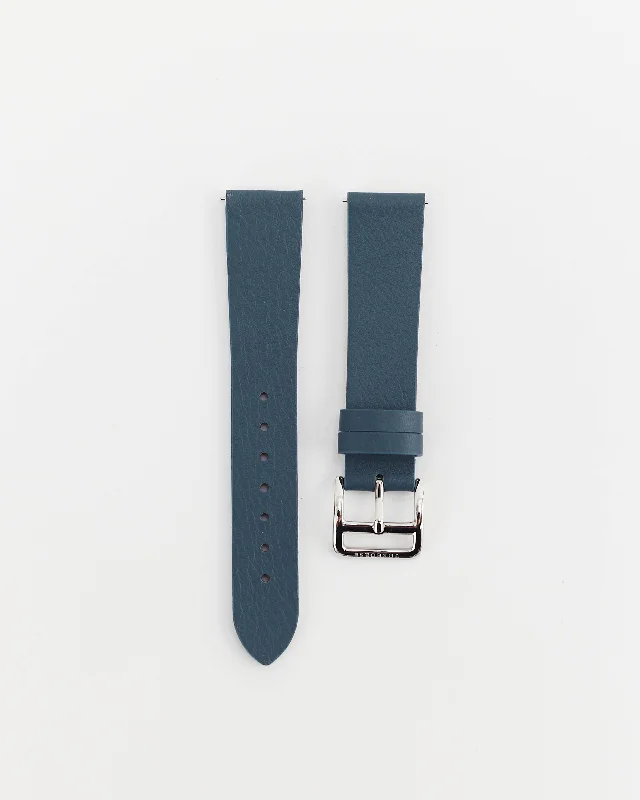 The 18mm Dress Watch Strap: Stonewash Leather / Polished Silver Strap