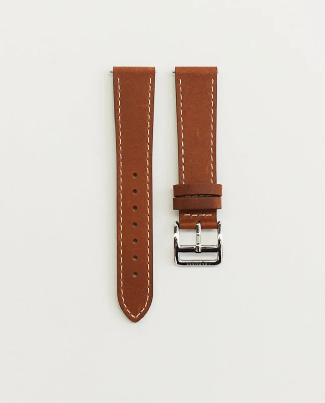 The 18mm Dress Watch Strap: Tan Leather / Polished Silver Strap