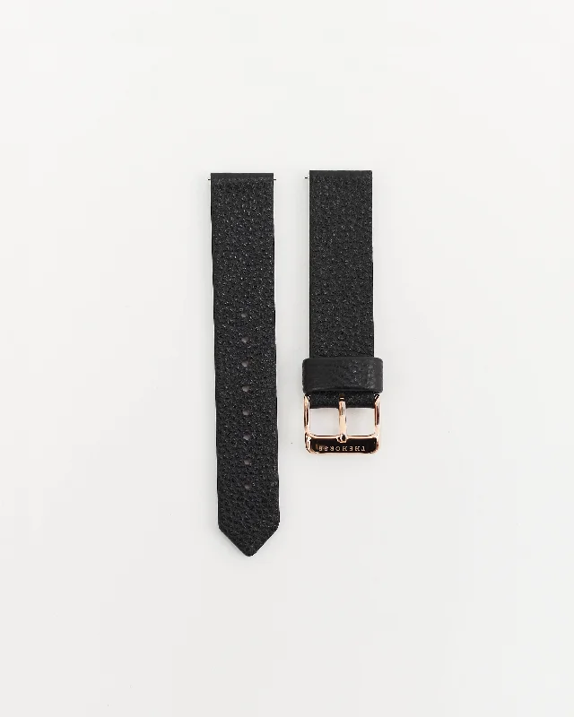 The 18mm Mini Original Strap: Black Leather / Rose Gold