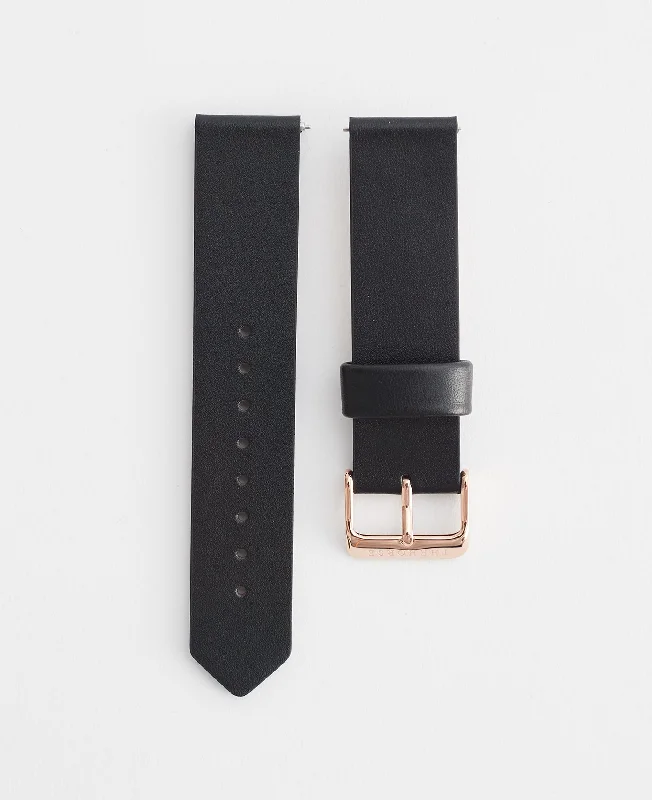 The 20mm Original: Black Leather / Rose Gold Strap