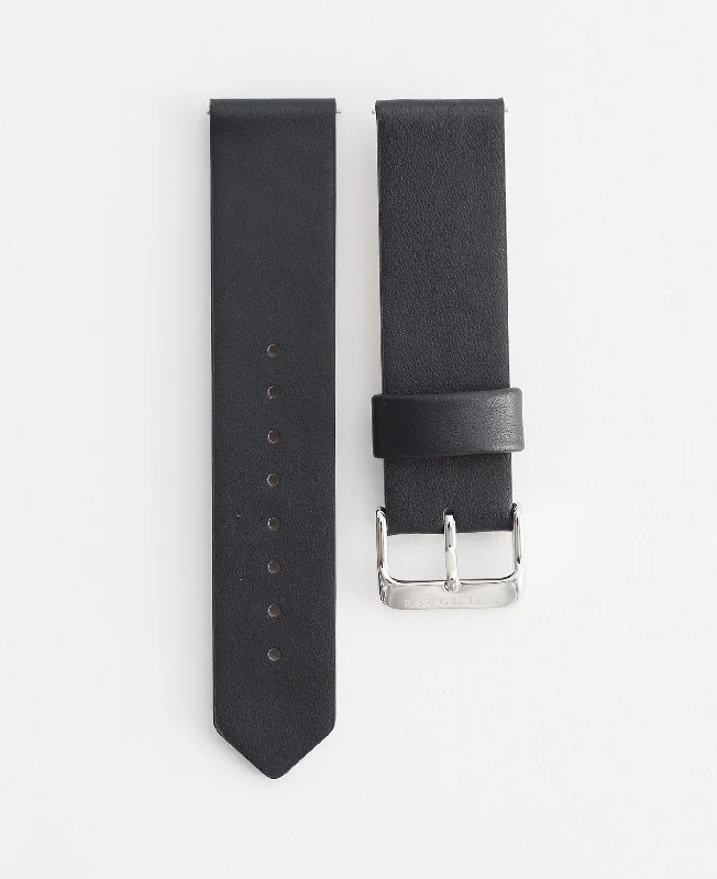 The 20mm Original: Black Leather / Silver Strap