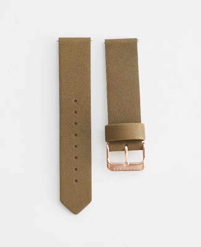 The 20mm Original: Olive Leather / Rose Gold Strap