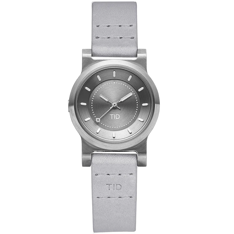 TID No.4 Watch for Women / 28mm Silver Grey Dial / Grey Leather Strap