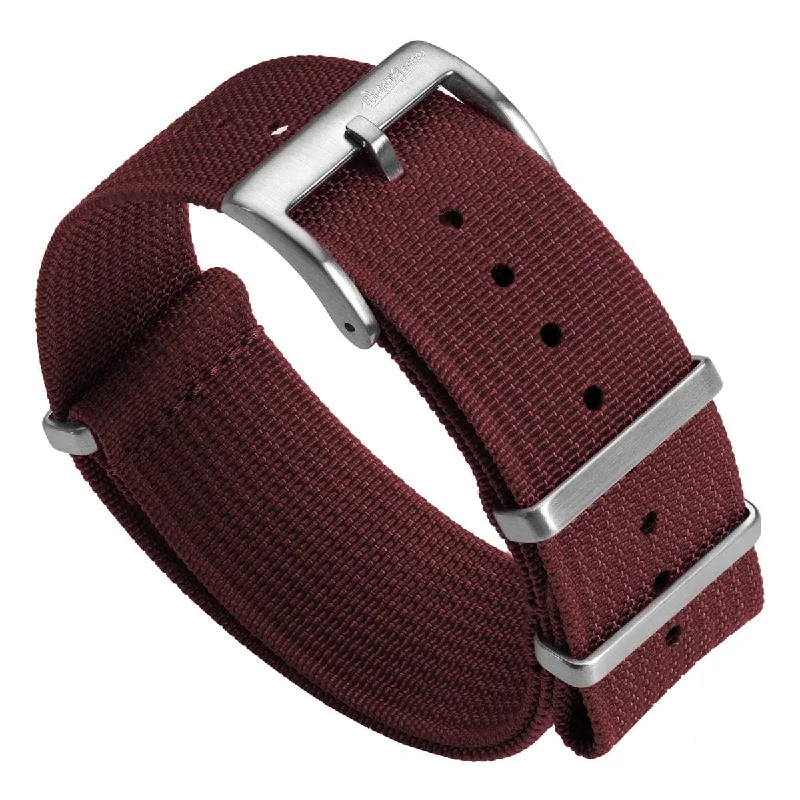 WatchGecko Ridge Military Nylon Watch Strap - Burgundy Red