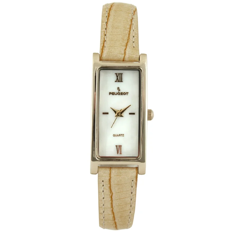 Women 35x18mm Watch Glossy Tan Leather Strap