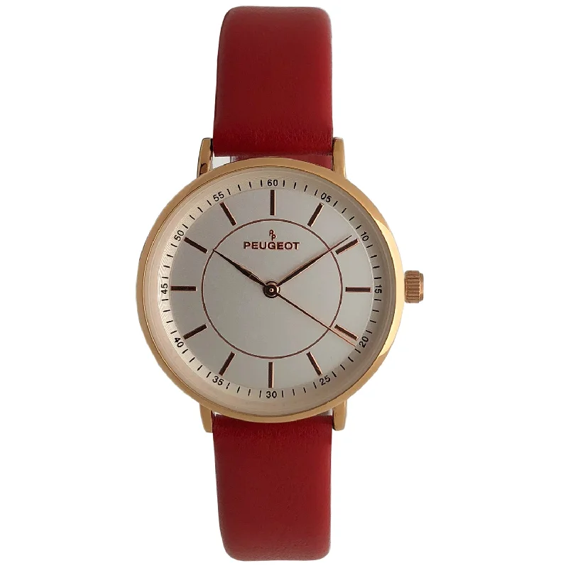 Women's 30mm Red Modern Calfskin Leather Strap Watch