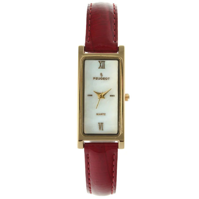 Women's 35x18mm Watch Glossy Red Leather Strap