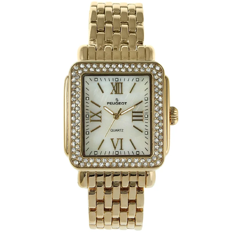 Women's 38X30mm Gold Tank Bracelet Watch Panther Link Bracelet