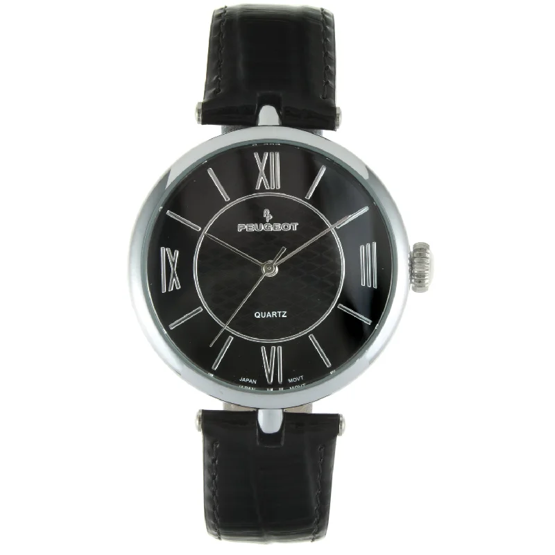 Women's 38mm Watch T-Bar Dress Black Leather Strap