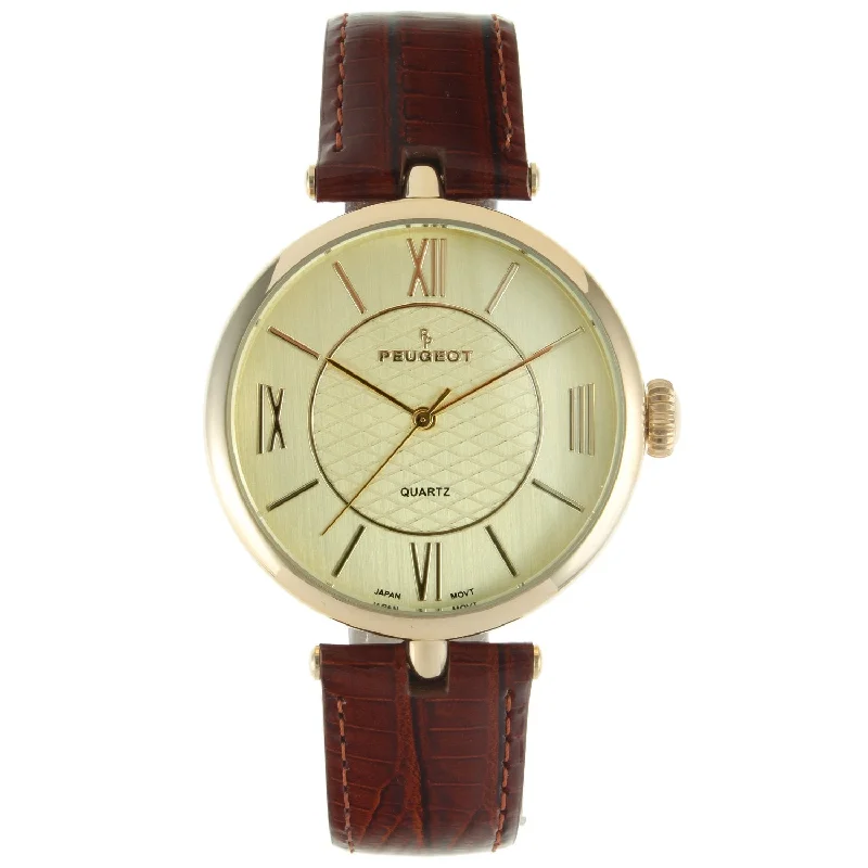 Women's 38mm Watch T-Bar Dress Brown Leather Strap