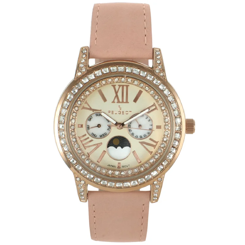 Women's 40mm Multi-Function Watch with Pink Suede Strap