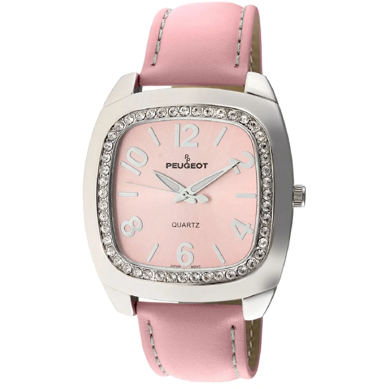 Women's Boyfriend Watch 40mm Crystal Bezel Leather Strap