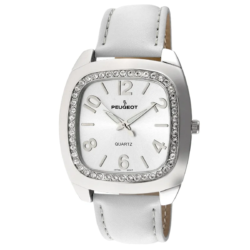 Women's Boyfriend Watch 40mm Crystal Bezel White Leather Strap