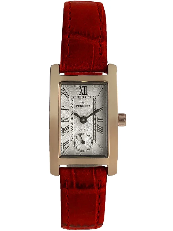 Women's Contour Tank Shape Case Red Watch with Roman Numerals