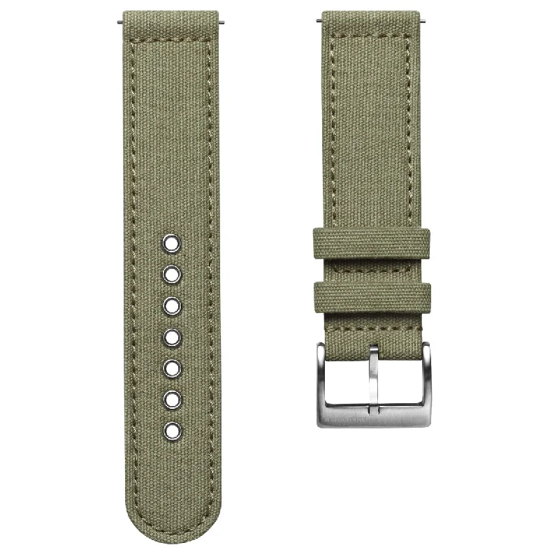 Croyde Canvas Watch Strap - Army Green